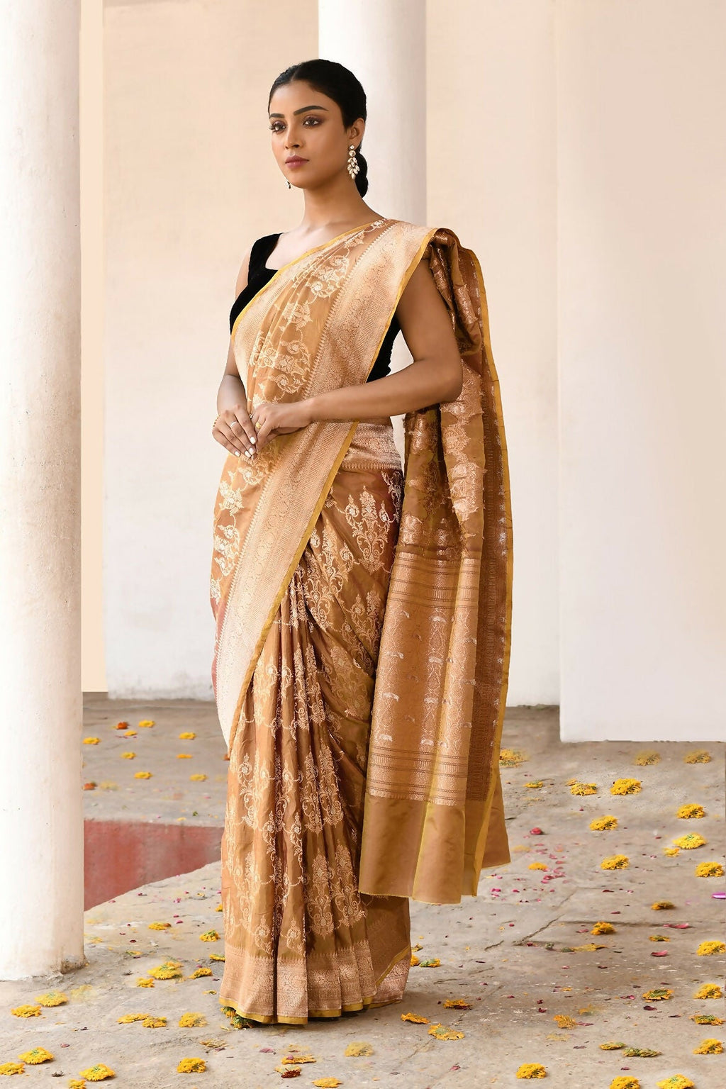 Joban Fashion Olive Pure Katan Pure Handloom Banarasi Silk Saree | Grocsy