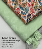 Green Poly Crepe Ethnic Motifs Saree with Unstitched Blouse - A2M | Grocsy