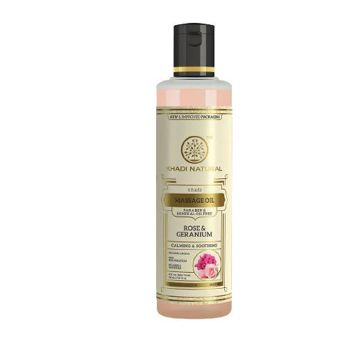 Khadi Natural Rose & Geranium Massage Oil (Paraben Free / Mineral Oil) | Grocsy