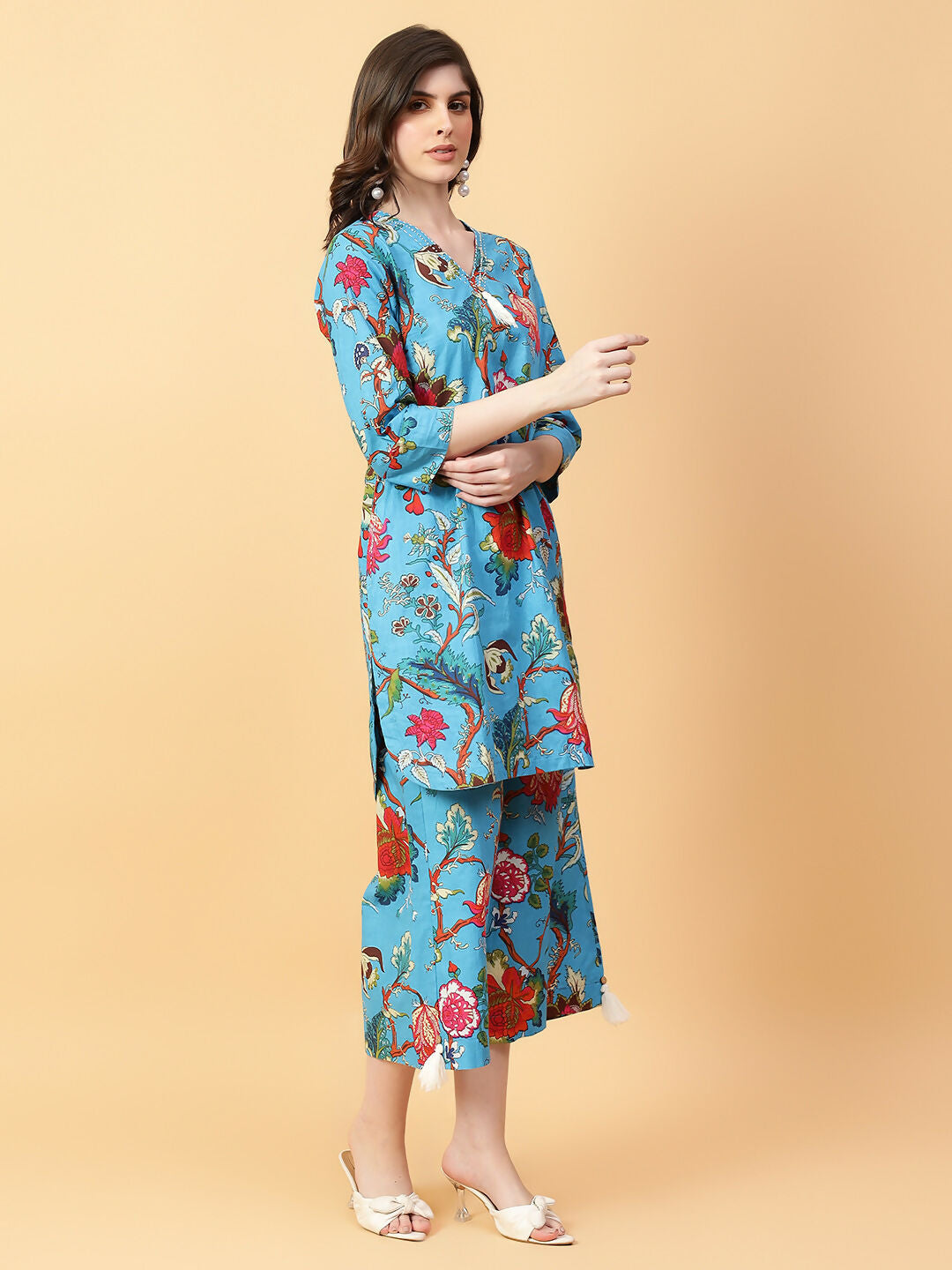 Joban Fashion Black Cotton Printed & Hand Work Co-ord Set | Grocsy