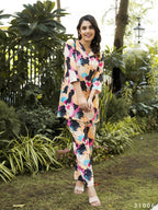 Casual Fashionable Multi Muslin Cotton co-ord set - Manya | Grocsy