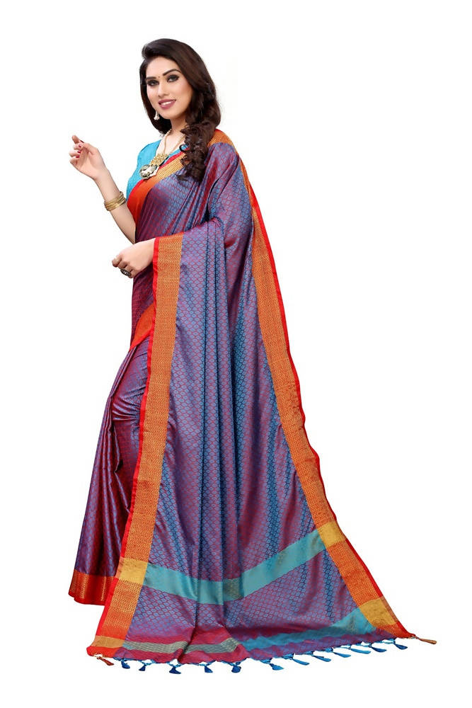 Vamika Banarasi Jacquard Weaving Rama Green Saree | Grocsy