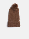 Chutput Kids Woollen Hand Knitted Pom Pom Detailed Cap - Brown | Grocsy