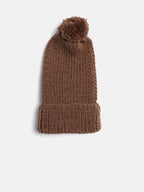Chutput Kids Woollen Hand Knitted Pom Pom Detailed Cap - Brown | Grocsy