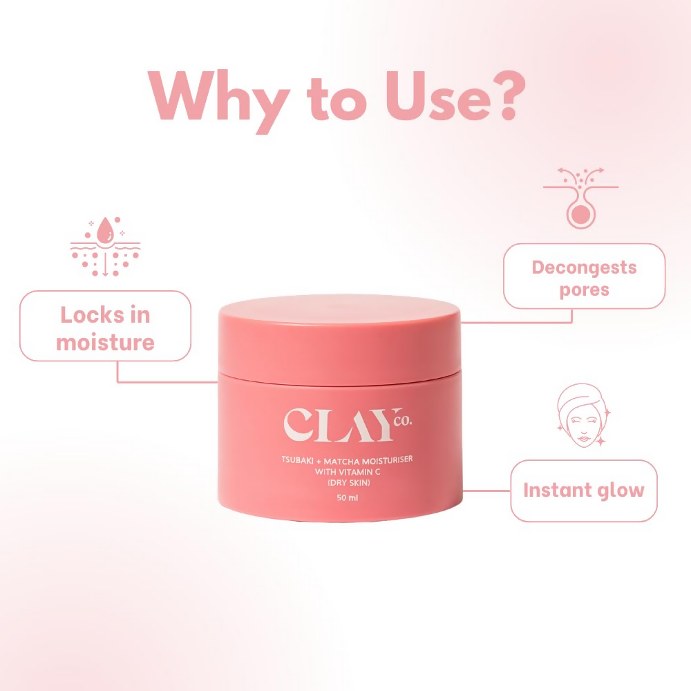Clayco Tsubaki + Matcha Face Moisturizer With Vitamin C For Dry Skin | Grocsy