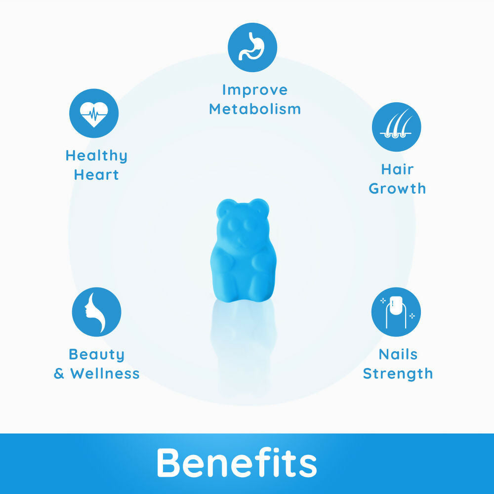 Purna Gummies Hair Biotin Blueberry Sugar Free Gummies with Vitamin B12 for Hair & Nails | Grocsy