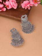 NVR Women Silver Toned Contemporary Drop Earrings | Grocsy
