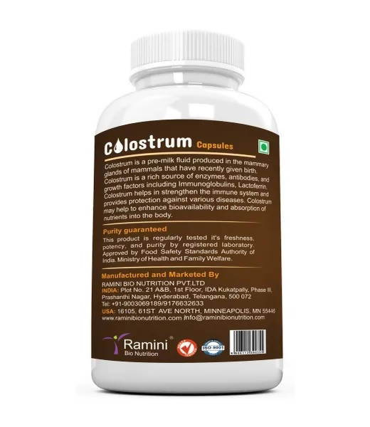Ramini Bio Nutrition Colostrum 500mg Veg Capsules | Grocsy