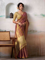 Shree Shyam Fashion Tissue Silk Pruple Saree | Grocsy