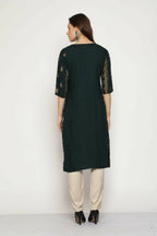 Maai Rayon Hand Printed Kurta Green | Grocsy