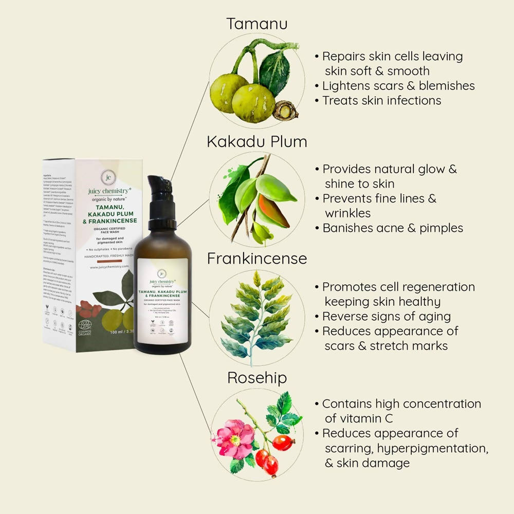 Juicy Chemistry Kakadu Plum & Frankincense Face Wash For Damaged | Grocsy