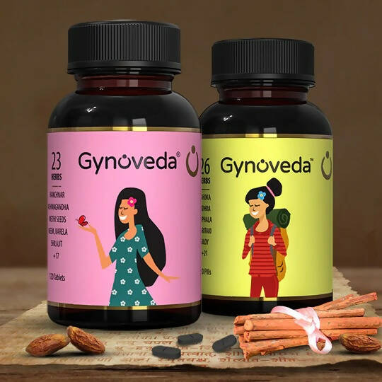 Gynoveda PCOS PCOD with Early Monthly Cycle Ayurvedic Tablets Combo | Grocsy