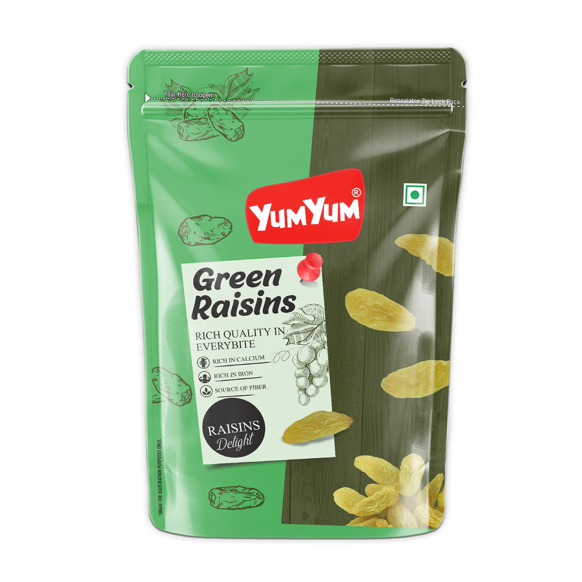 Yum Yum Green Raisins Pouch | Grocsy
