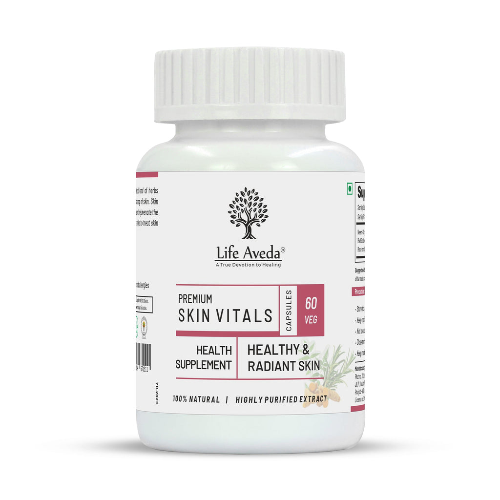 Life Aveda Premium Skin Vitals Veg Capsules | Grocsy