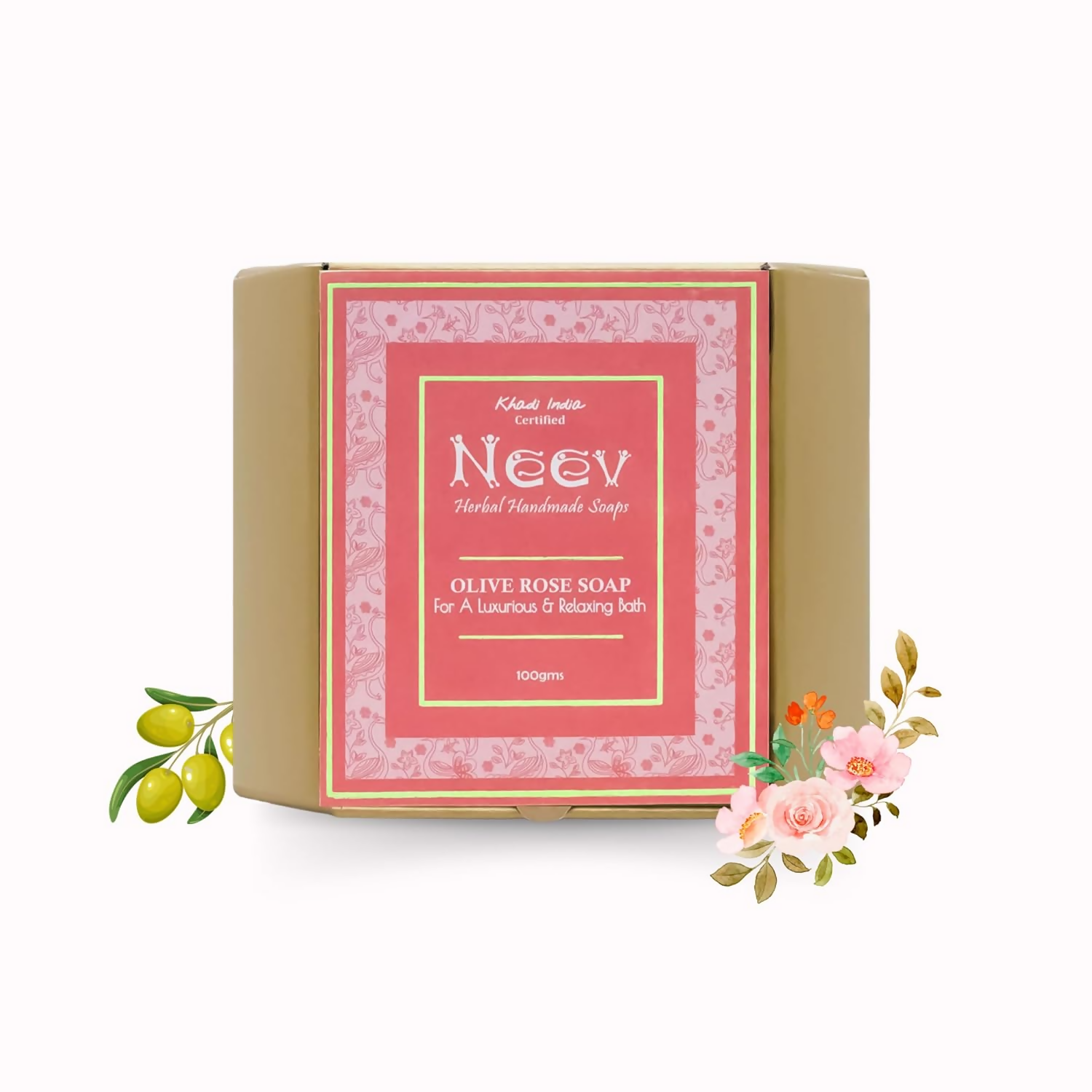 Neev Herbal Mahua Organic Olive Rose Handmade Soap | Grocsy