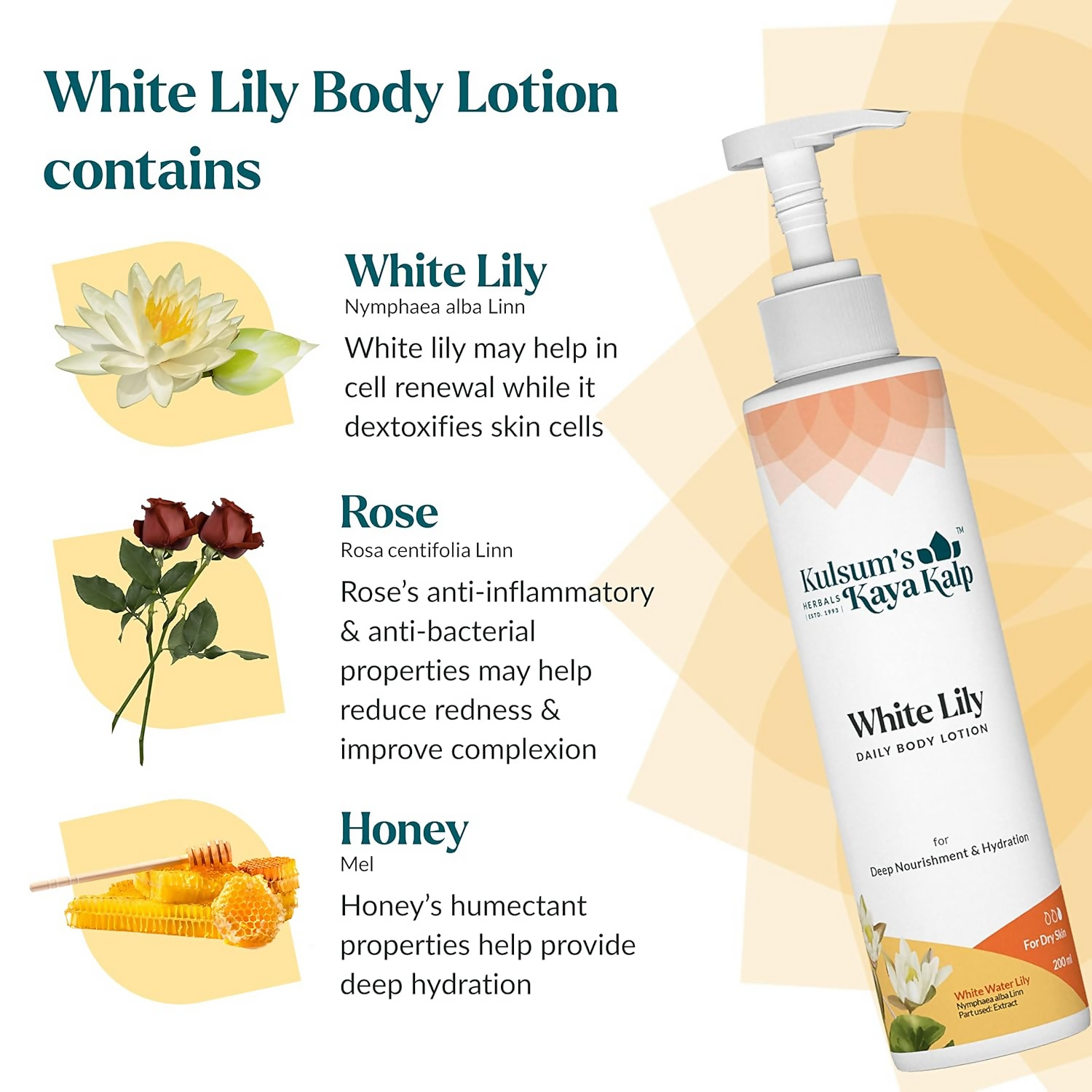 Kulsum's Kaya Kalp White Lily, Daily Body Lotion For Deep Nourishment And Hydration | Grocsy