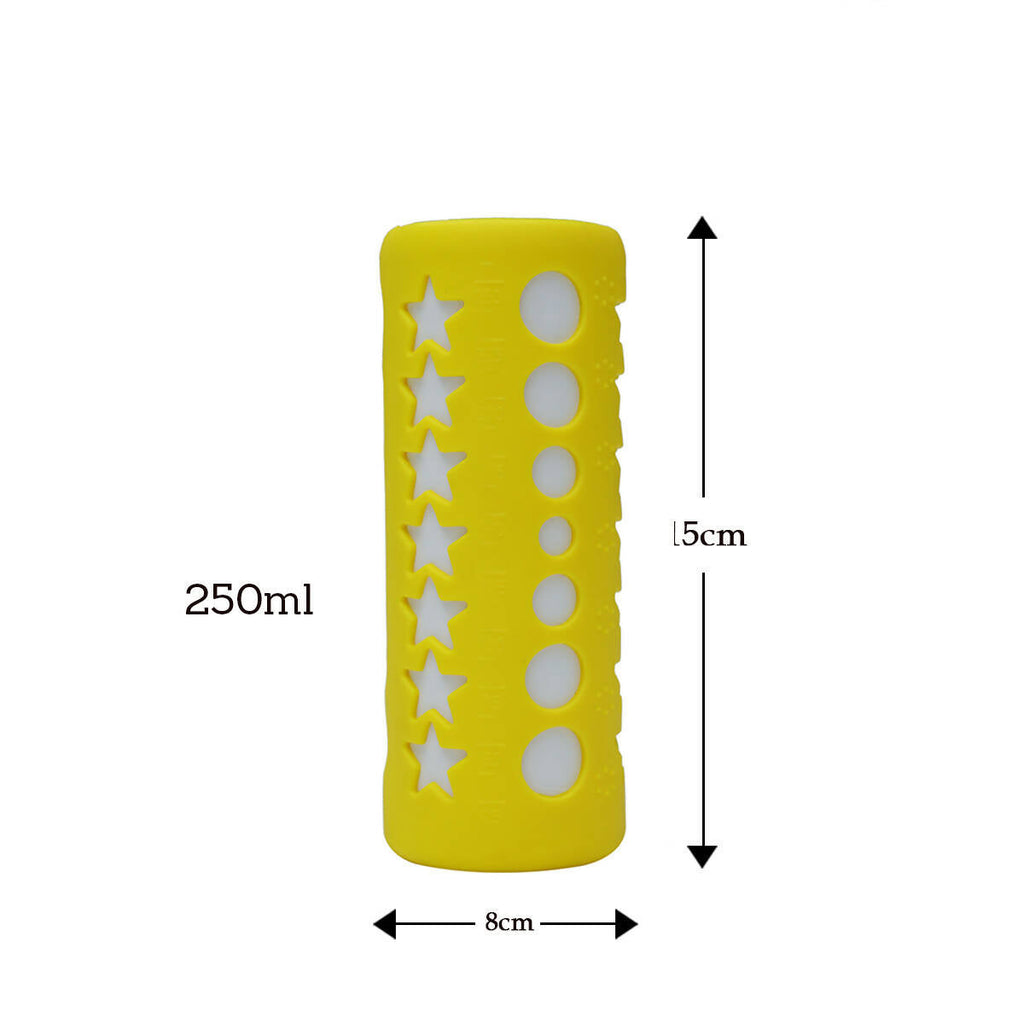 Safe-O-Kid Silicone Baby Feeding Bottle Cover Cum Sleeve for Insulated Protection 250mL- Yellow | Grocsy