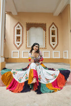 AI Fashion White Viscose Rayon Designer Navratri Lehenga Choli Collection | Grocsy