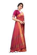 Vamika Banarasi Jacquard Weaving Orange Saree | Grocsy