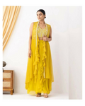 Joban Fashion Yellow Kurta Set Georgette Embroidery Sequence Work | Grocsy