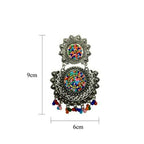 Tiaraa Multicolor Beaded Silver Oxidised Fashion Earrings - Swadesiicart