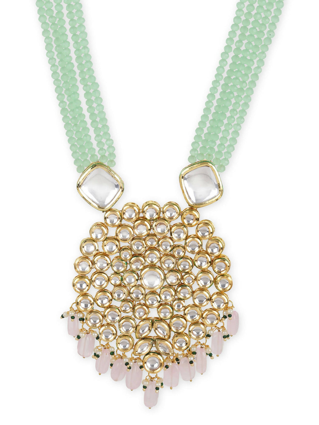 Gold-Toned Green Brass Gold-Polished Necklace - Ruby Raang | Grocsy