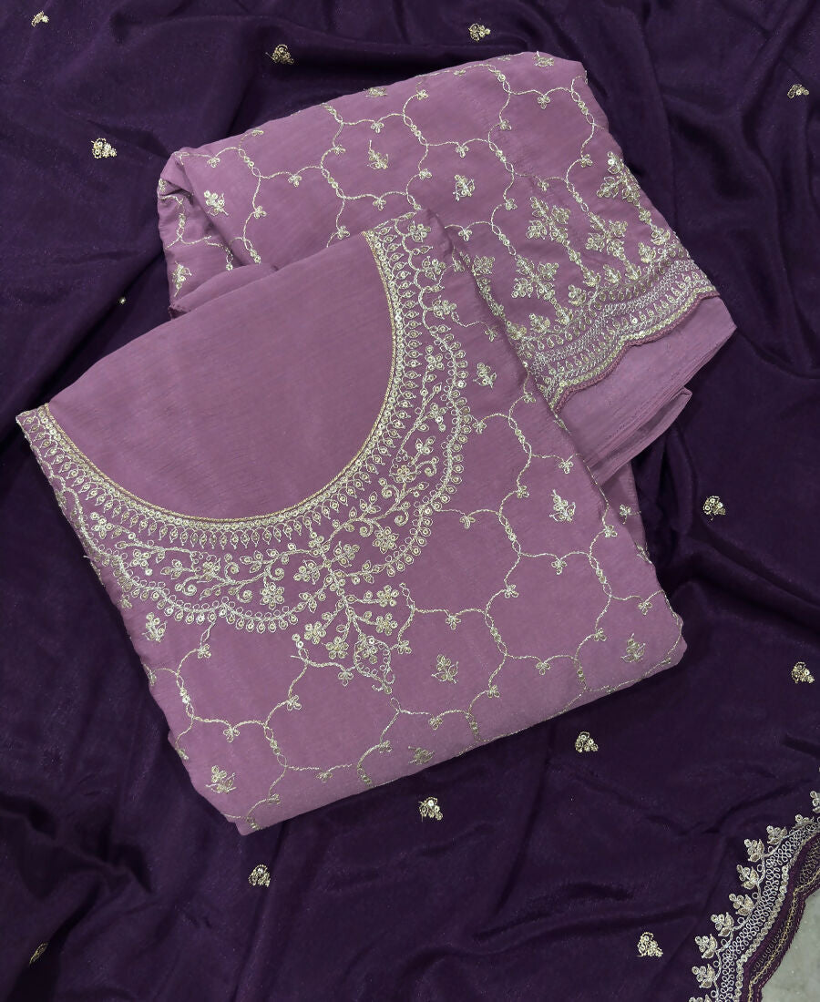 KC Heavy Chinon Lilac Salwar Suit For Women Ethnic Wear | Grocsy