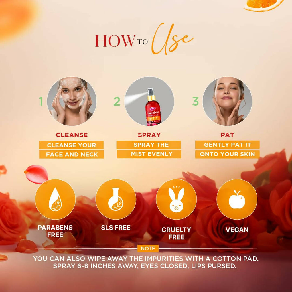 Dabur Gulabari Rose Oil & Vitamin C Face Toner Mist & Rose Water | Grocsy