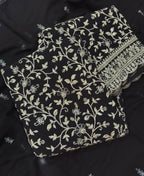 KC Black Straight Suit For Women Georgette Fabric | Grocsy