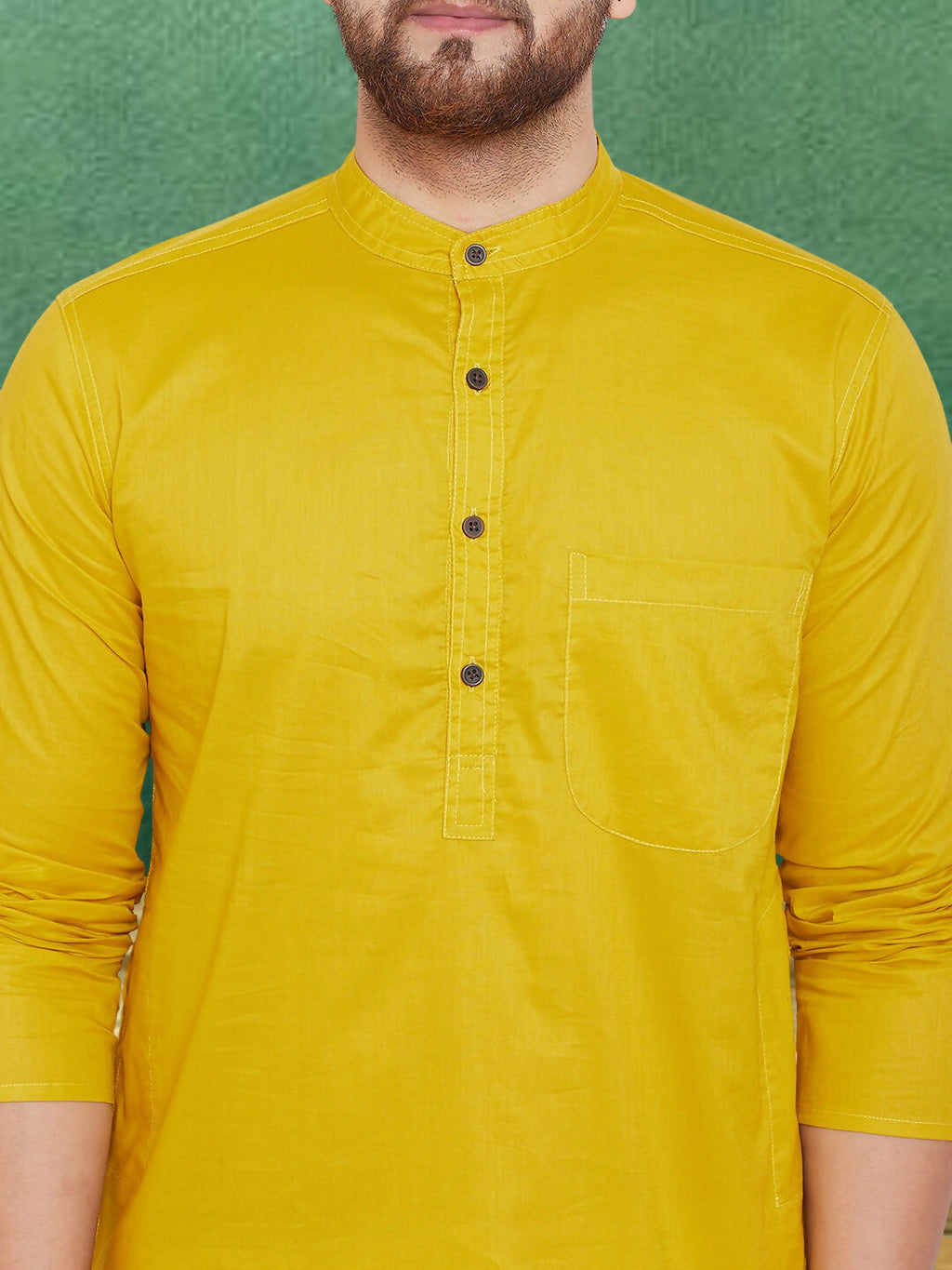 Even Apparels Men's Pure Cotton Yellow Kurta | Grocsy