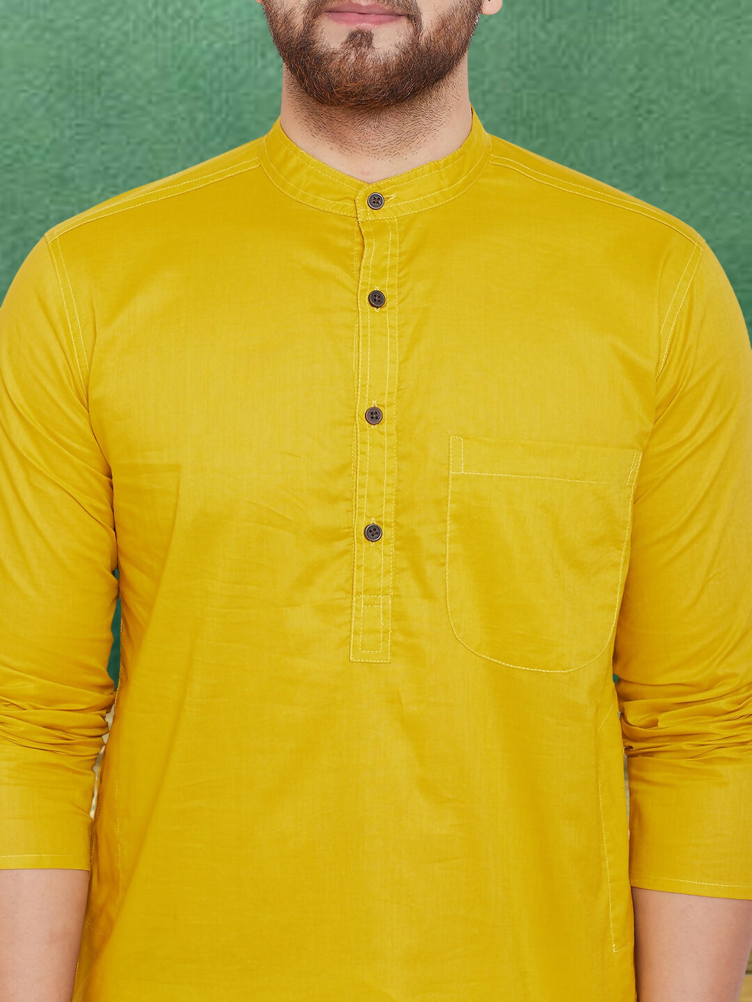 Even Apparels Men's Pure Cotton Yellow Kurta | Grocsy