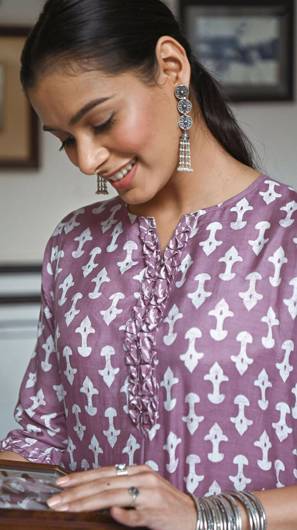 Jyoti Fashion Women's Purple Pure Muslin Heavy Digital Printed Kurta Plazo Set | Grocsy