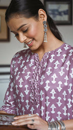 Jyoti Fashion Women's Purple Pure Muslin Heavy Digital Printed Kurta Plazo Set | Grocsy