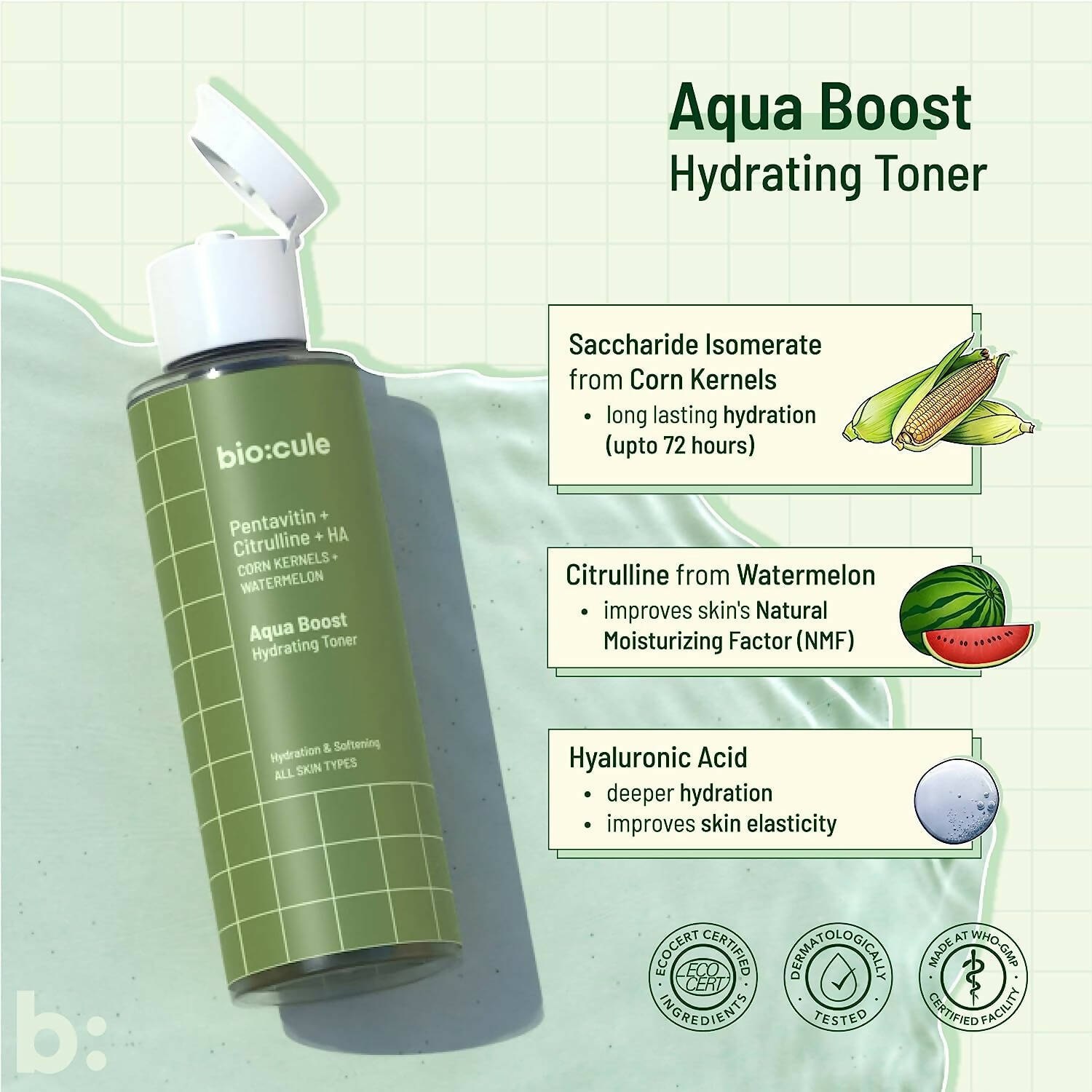 Biocule Aqua Boost Hydrating Face Toner | Grocsy