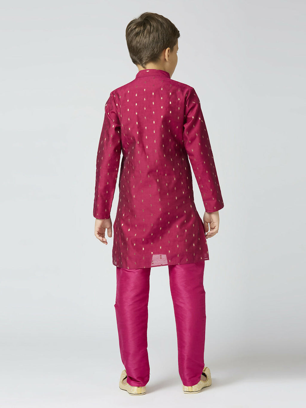 Joban Fashion Kids Island Full Sleeves Chanderi Kurta, Pyjama Set with Traditional Butta Work - Purple | Grocsy