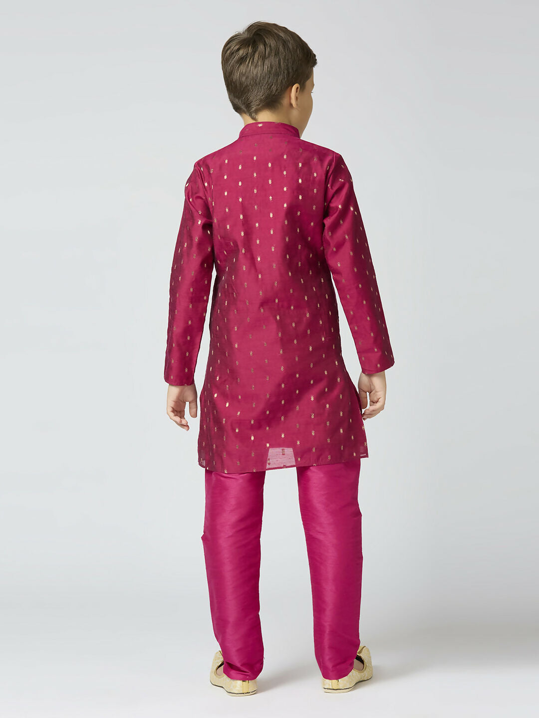 Joban Fashion Kids Island Full Sleeves Chanderi Kurta, Pyjama Set with Traditional Butta Work - Purple | Grocsy