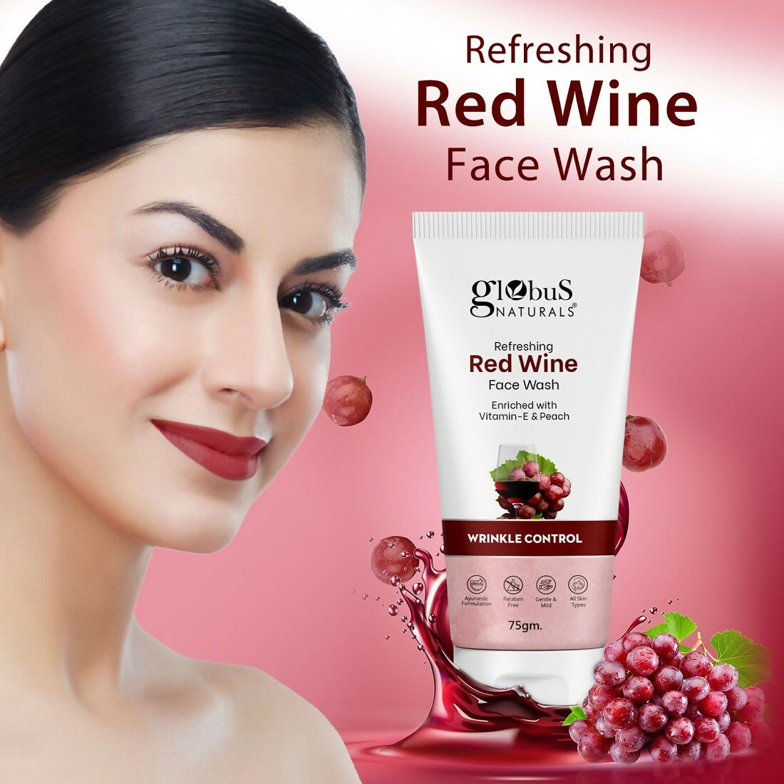 Globus Naturals Red Wine Hydrating Face Wash | Grocsy