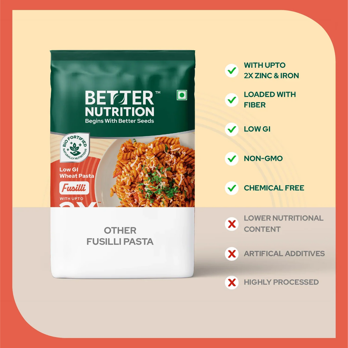 Better Nutrition Biofortified Fusilli / Wheat Pasta | Grocsy