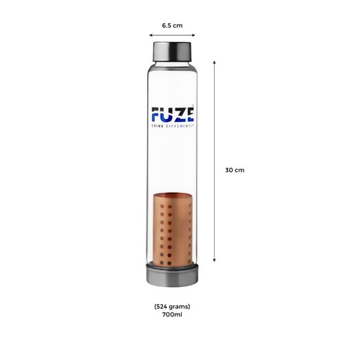 Fuze Glass Bottle With Pure Copper Filter | Grocsy