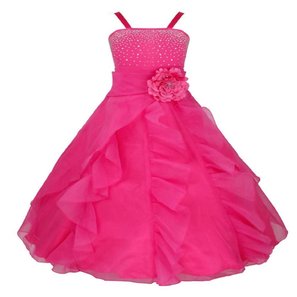 Asmaani Baby Girl's Pink Colour Satin A-Line Maxi Full Length Dress (AS-DRESS-22088) | Grocsy