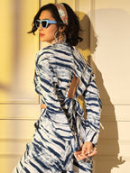 Blue Crepe Digital Printed Top With Matching Trouser - Shivani | Grocsy