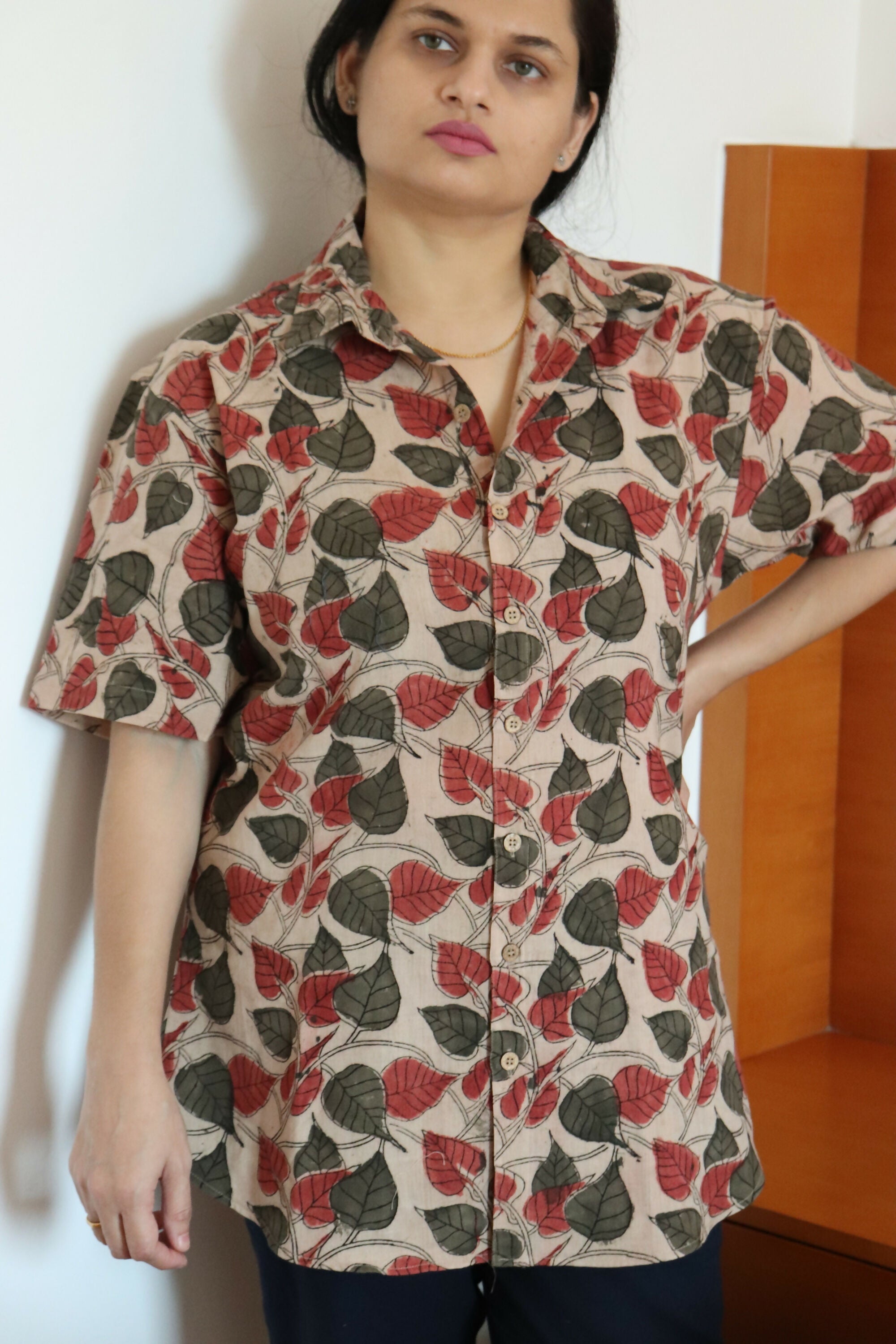 Earthyweaves Brown Kalamkari Cotton Shirt for Men & Women | Grocsy