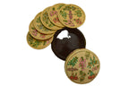 Nizalia Floral Motif Embossed Cream Paper Mache Round Coasters - Limited Time Offer | Grocsy