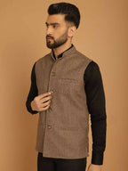 Even Apparels Pure Wool Nehru Jacket - Beige | Grocsy
