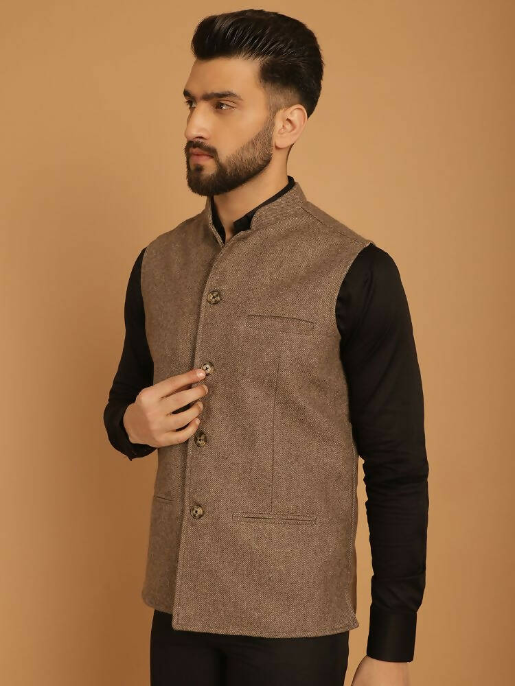 Even Apparels Pure Wool Nehru Jacket - Beige | Grocsy