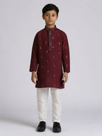 Joban Fashion Kids Island Traditional Ethnic Wear with Silk Sequence Embroidery Full Sleeves Kurta and Pyjama Set - Wine | Grocsy