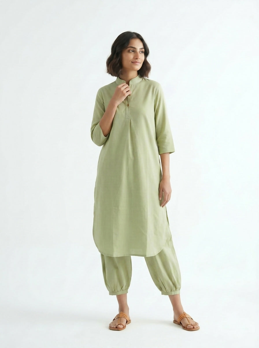 Gharana India Aira Matcha Green Cotton Co-ord Set | Grocsy