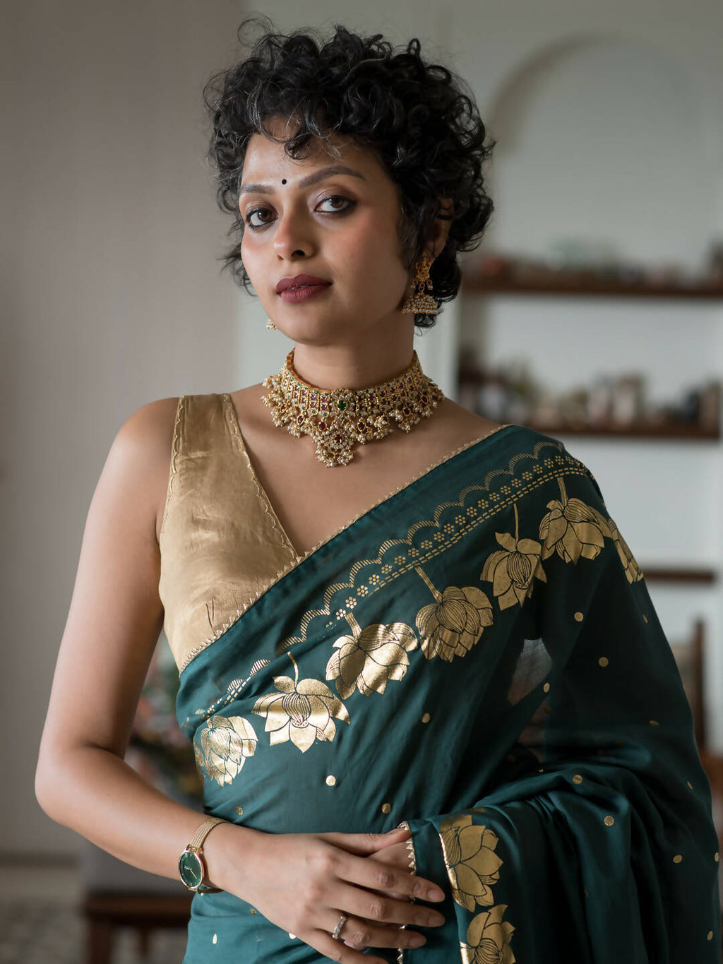 Suta Green Floral Cotton Blend Saree | Grocsy