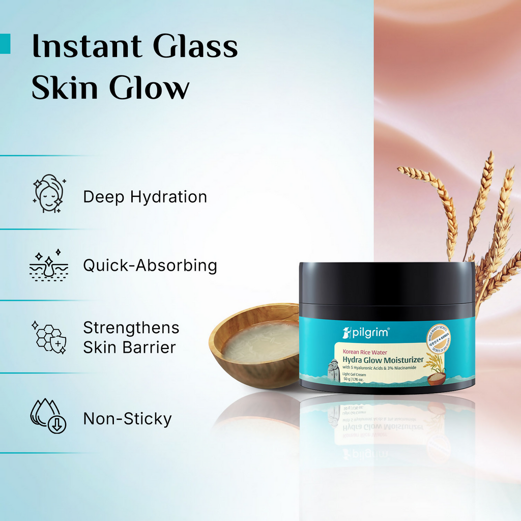 Pilgrim Korean Rice Water Hydra Glow Light Gel Moisturizer | Grocsy