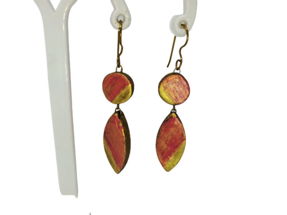 Terracotta Golden Pink Ear Hangings | Grocsy